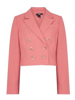 PAIGE Cropped Double-Breasted Pink Blazer